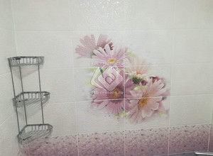 Ремонт ванны пано с цветами 55-1